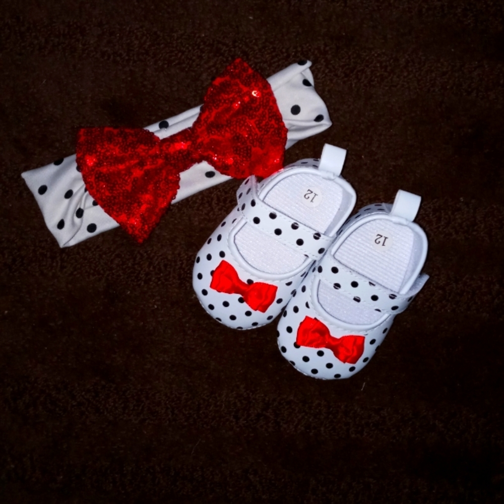 Baby Girl Shoes With Matching Headband